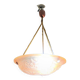 Lampe à suspension art déco en verre givré rose pastel signé degué france 1930 s