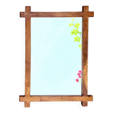 Vintage brutalist mirror with solid wood frame