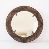 Decorative mirror in wood and gold metal
