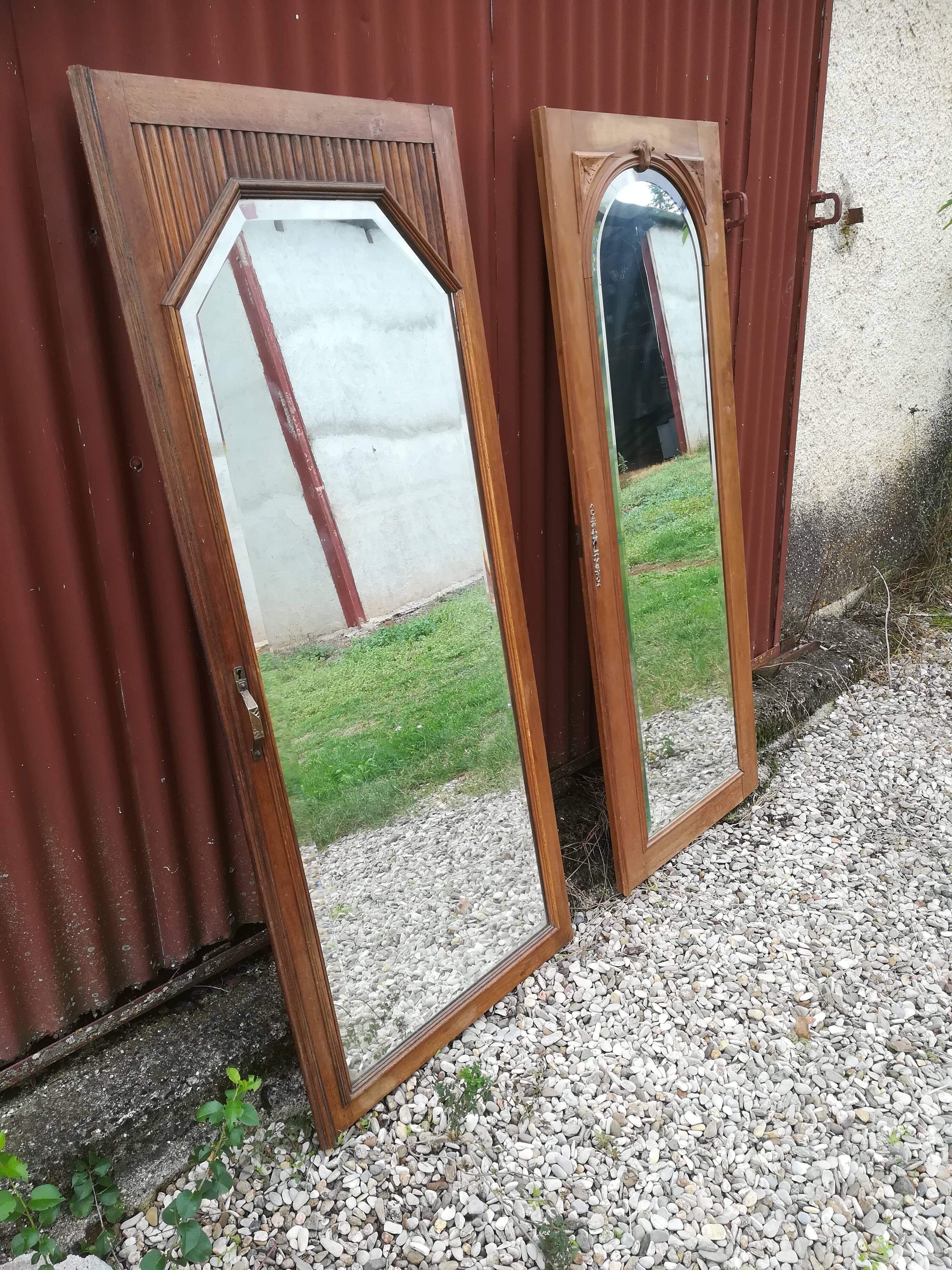 Duo of art deco mirrors on old 70x160 cm cabinet doors