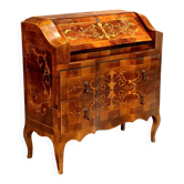 Antique walnut secretary cabinet with drop-down front, 2 drawers, Italy, 20th century.