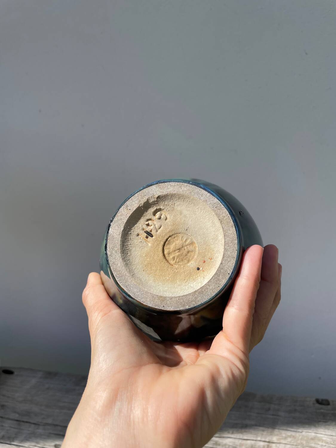 Signed ceramic flamed vase