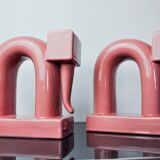 Pair of pink elephants by Guadalupe Coronado, Bookends, ceramic, Spain, 1980