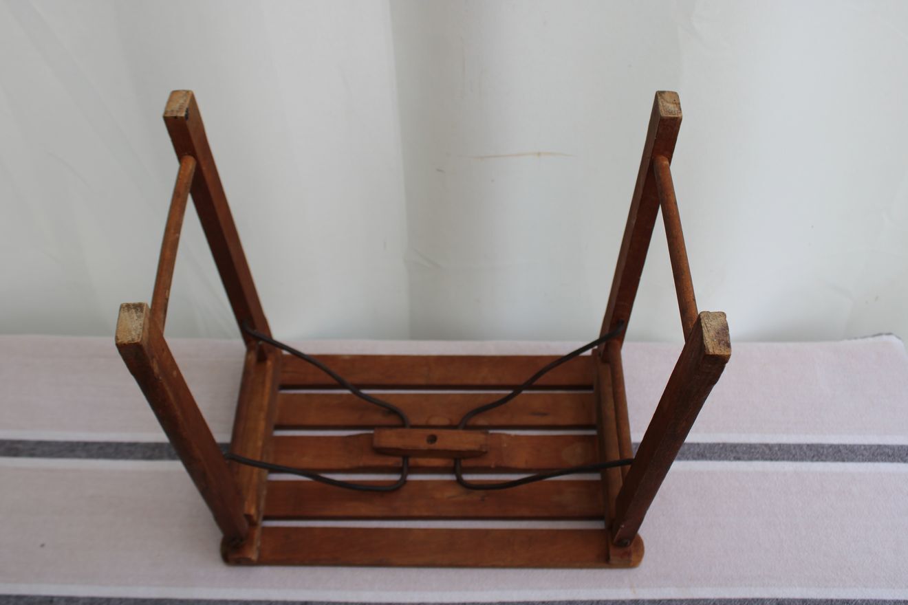 Folding wooden stool