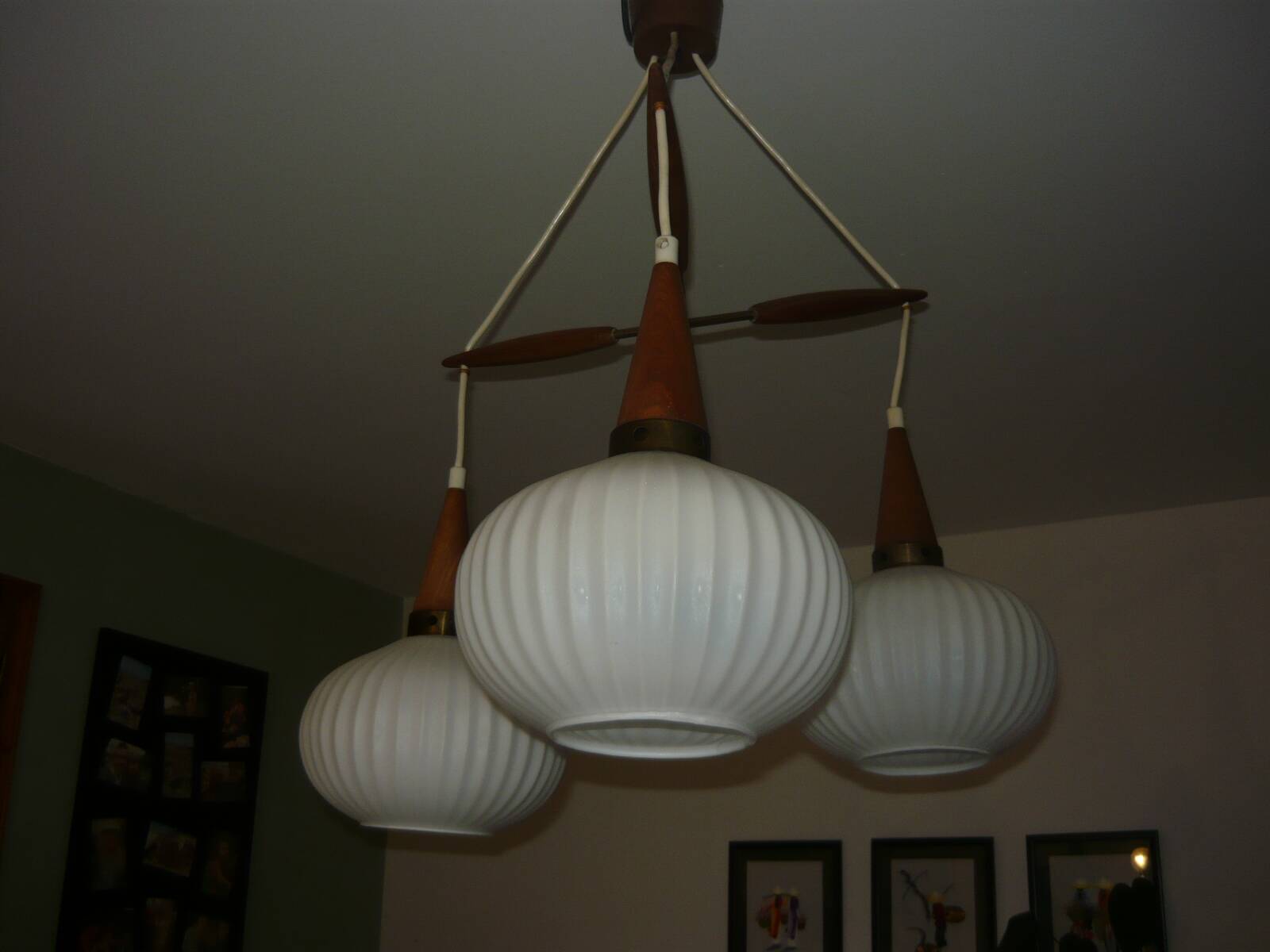 Teak pendant lamp by Louis Kalff 1950s
