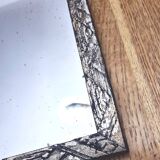 Small Art Deco carved wooden mirror, silver leaf.