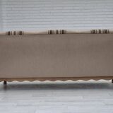 1970s, Danish 3-seater sofa, furniture wool fabric, oak wood, original.