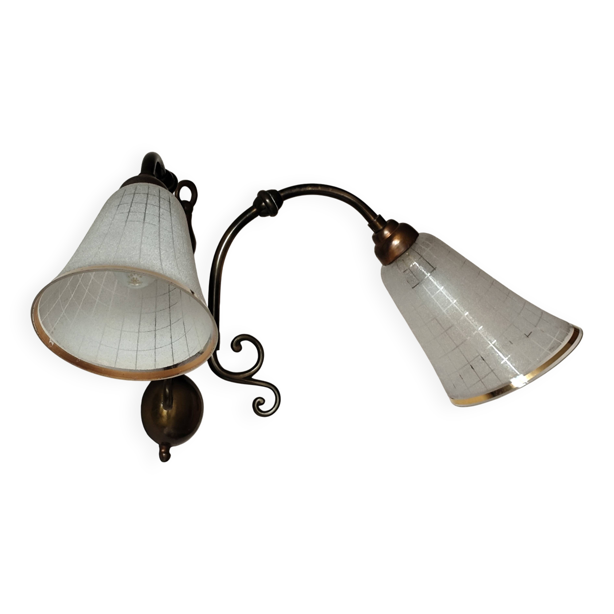 Bronze wall light with 2 lights and 2 granite glass tulips