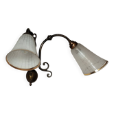 Bronze wall light with 2 lights and 2 granite glass tulips
