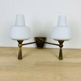 Double opaline and brass wall light from the 50s, lunel, arlus