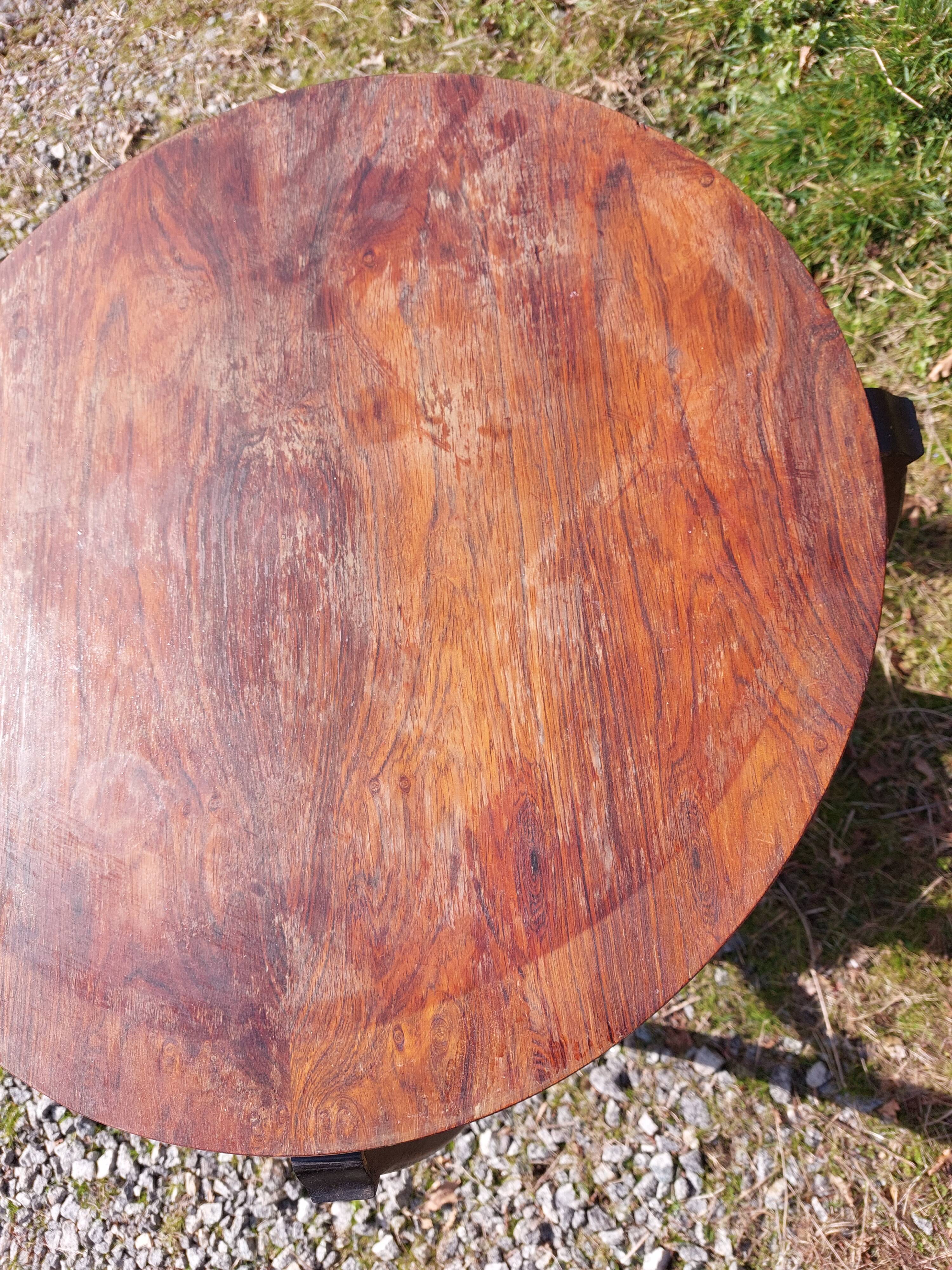 wooden pedestal table, two-tone, art deco