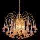 Vintage chandelier rain gold with handmade Murano glass pink flowers.