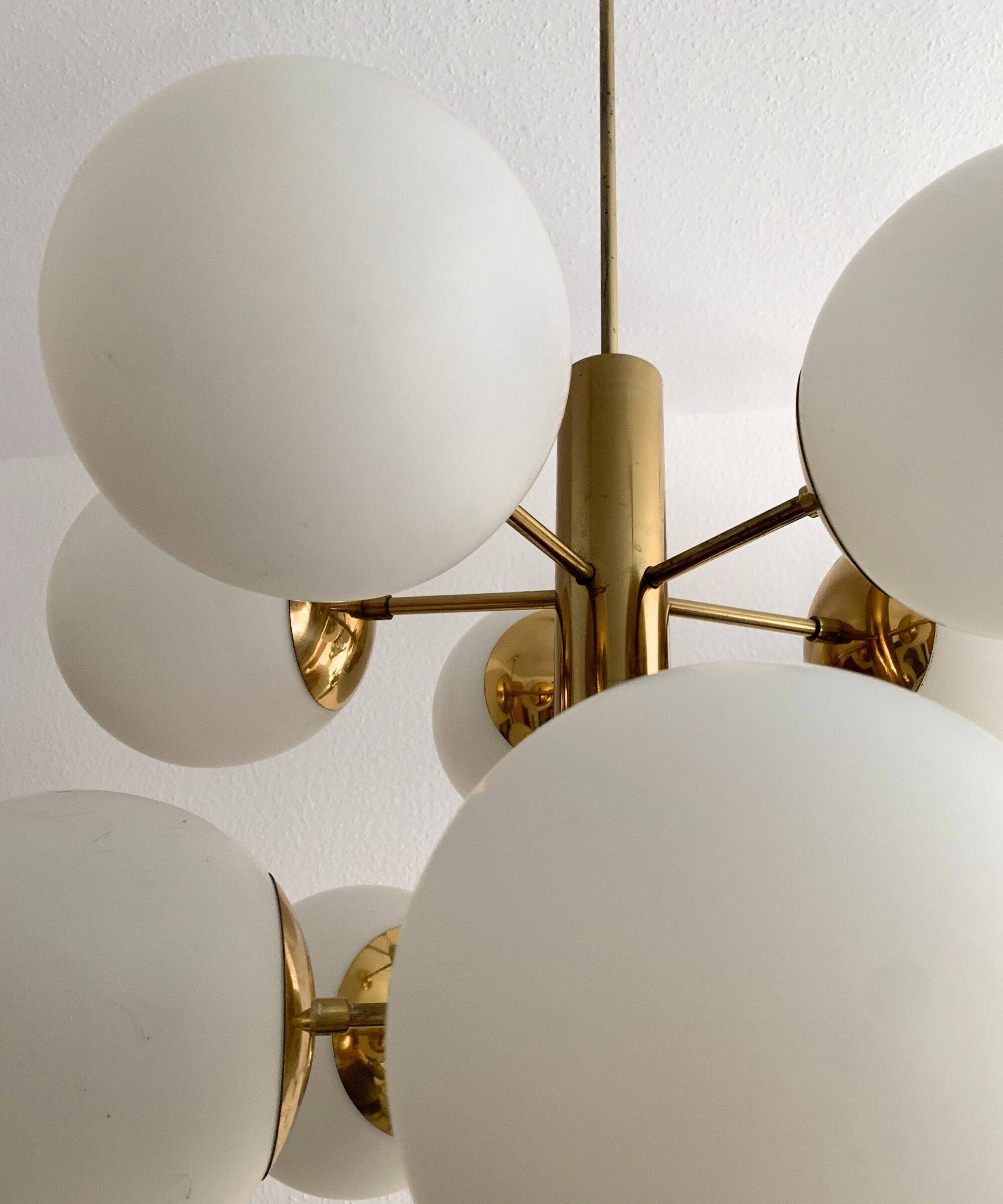 Vintage Sputnik Chandelier with 10 Globes, 1970s