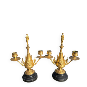 paire de bougeoirs en - bronze