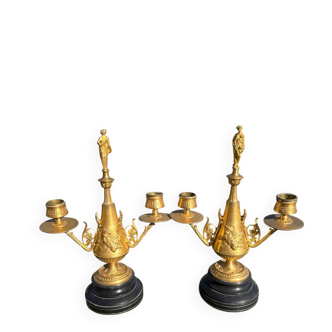 Pair of gilded bronze candlesticks