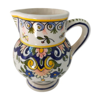Vintage pitcher Desvres décor Rouen handmade signed