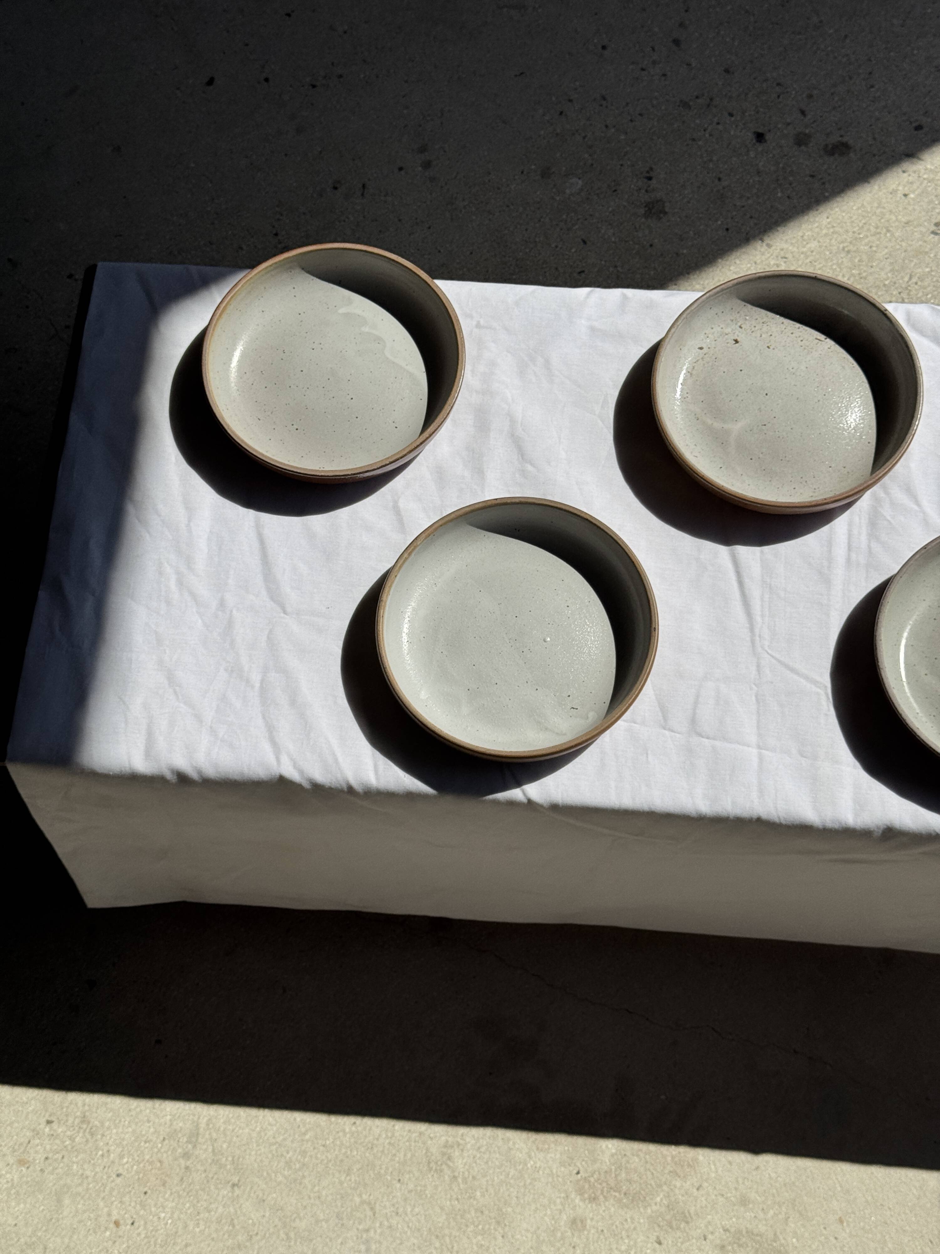 Set of 6 handmade ceramic deep plates in glazed beige D19.5 H4