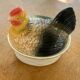 Terrine hen in slurry, vintage glazed ceramic