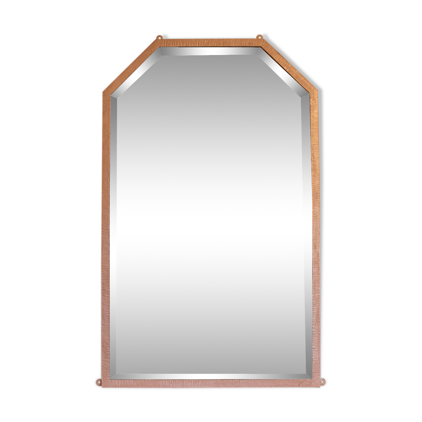 Art deco gold patinated metal mirror pink 65x105cm