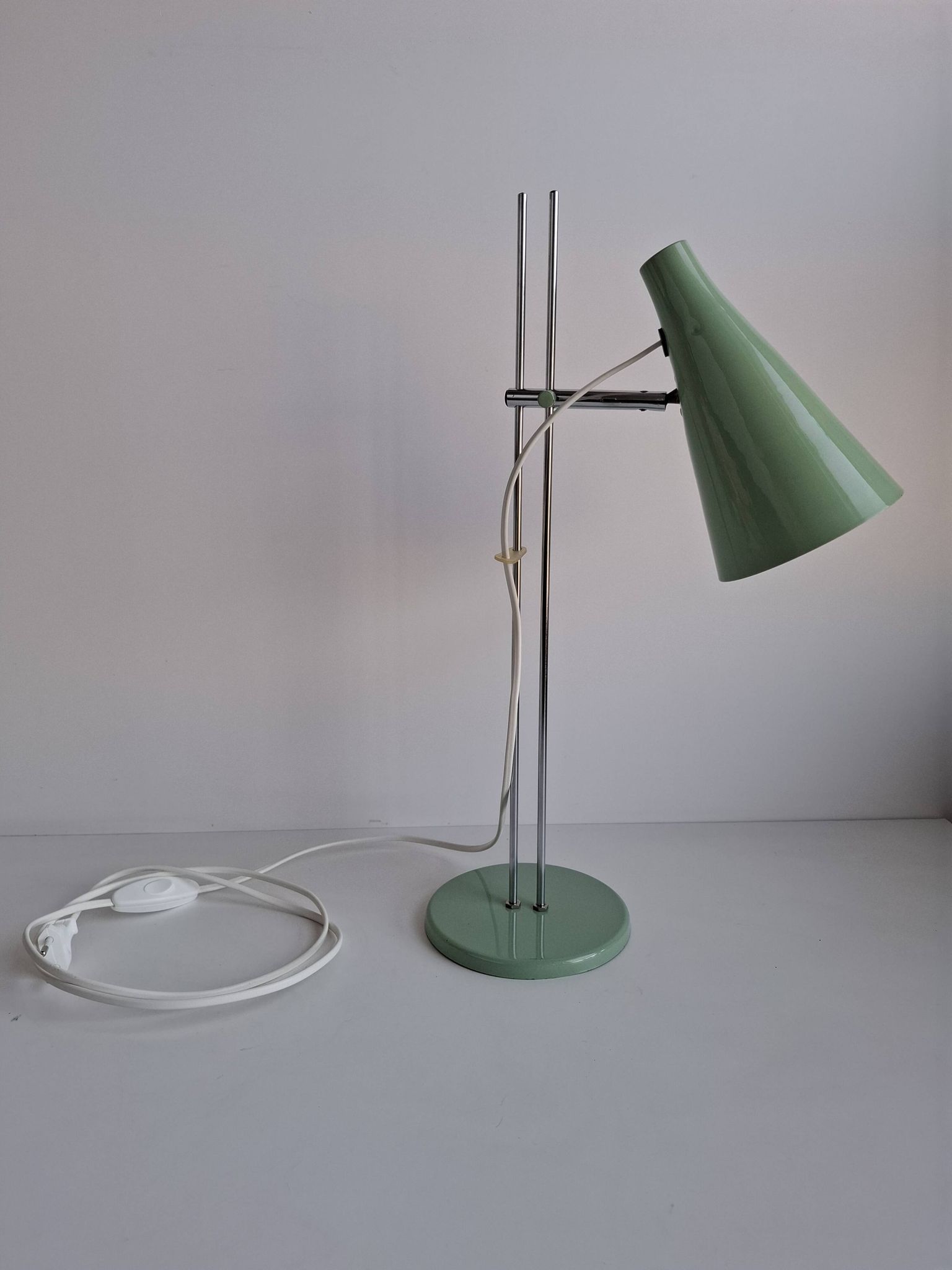 Josef Hůrka for Lidokov Midcentury Modern Table Lamp in Green Metal