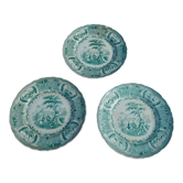 Set of 3 appetizers plates in earthenware of Bordeaux David Johnston XVIIth