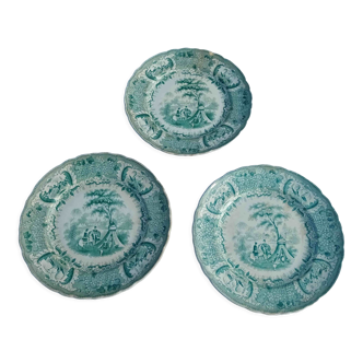 Set of 3 appetizers plates in earthenware of Bordeaux David Johnston XVIIth