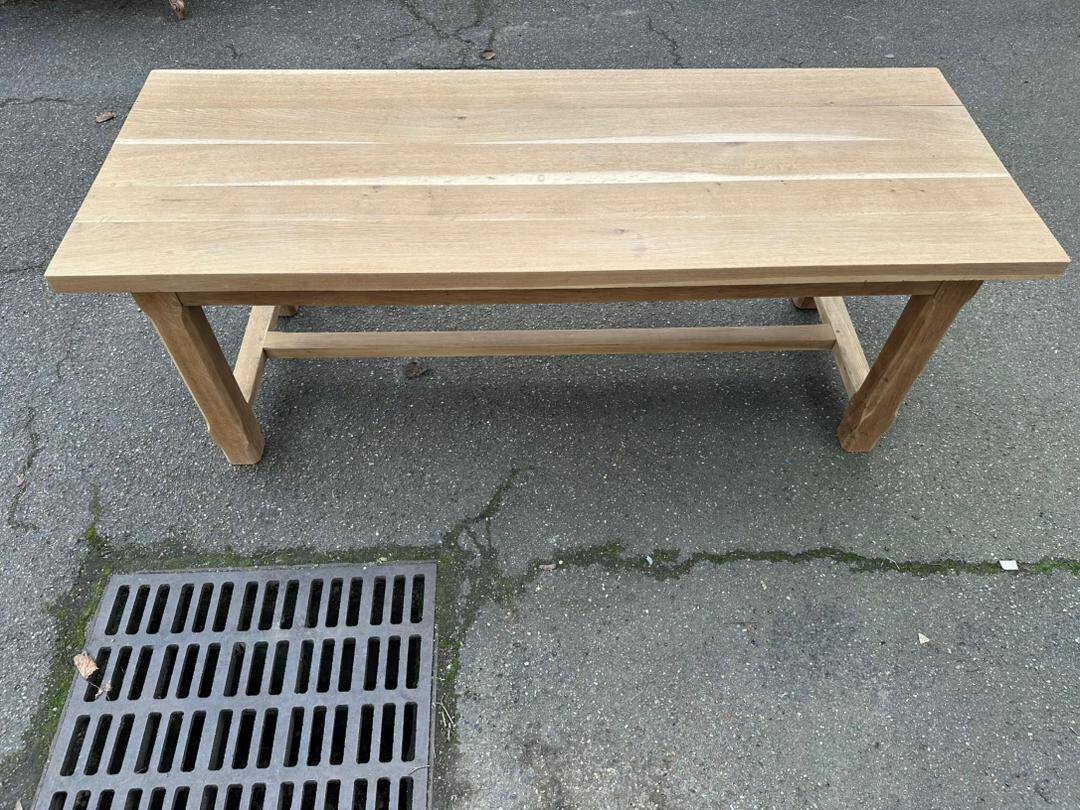 Renovated 19th-century solid oak extendable farmhouse dining table 200cm