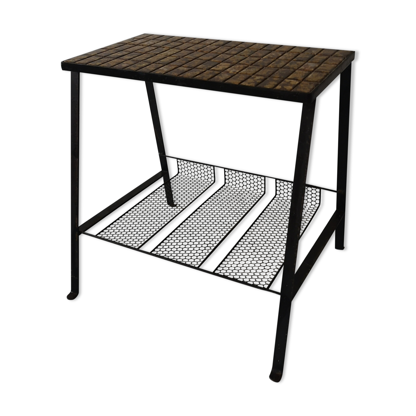 selette side table in ceramic and metal, 1950