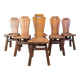Vintage oak brutalist chairs, 1970s set of 6