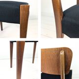 Lot de 2 chaises vintage Mid-Century en bois design danois assise noire sty