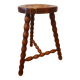 Tabouret tripode bois tourné