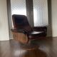 Mid-century brutalist modernist leather model ds-50 swivel armchair from de sede, 1950s