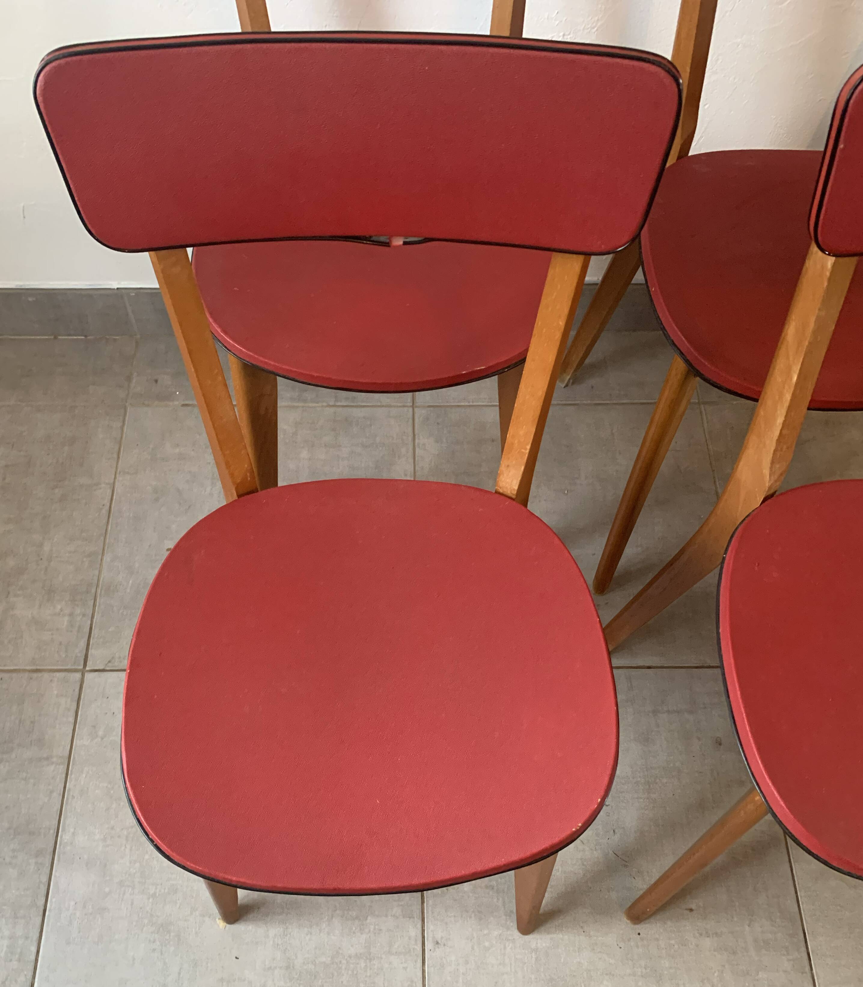 Set de 4 chaises bistrot vintage, années 50 (Taille adulte)