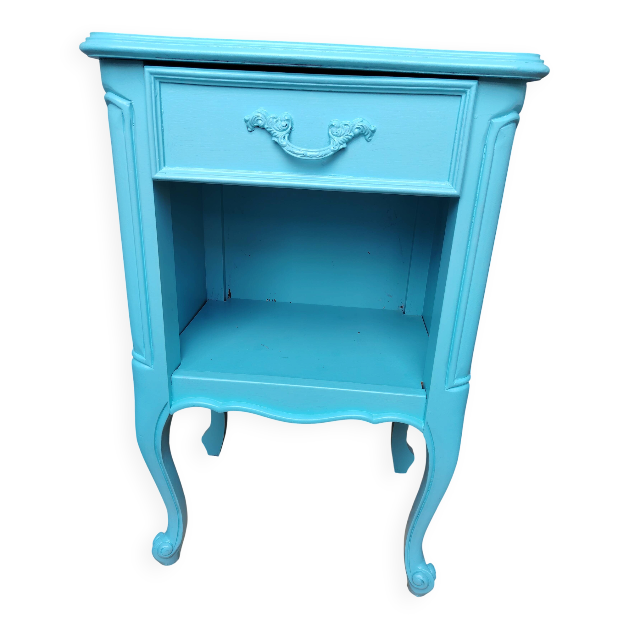 Chevet vintage style Louis XV peint en bleu