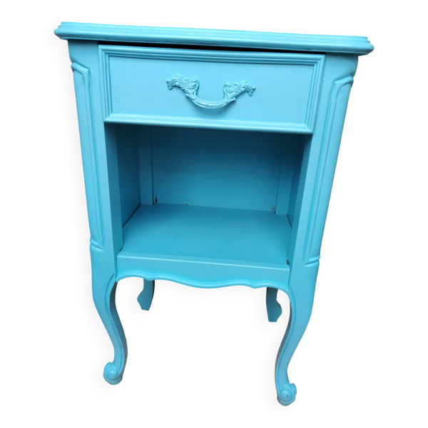 Chevet vintage style Louis XV peint en bleu
