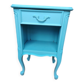 Upcycled vintage Louis XV azure blue bedside table