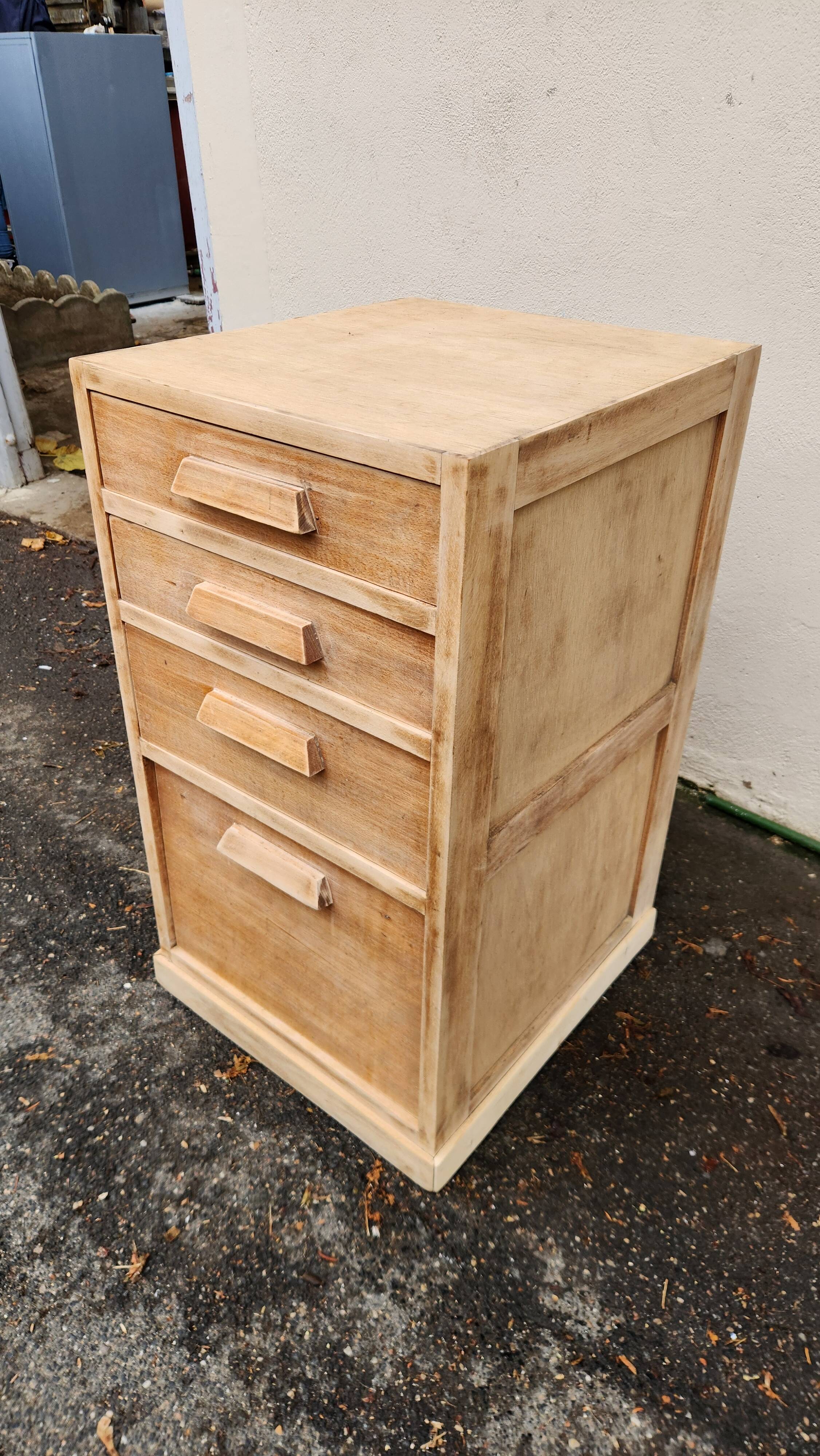 beautiful sanded beech cabinet with 4 drawers from the 1940s/50s