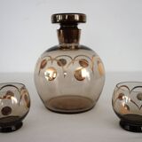 Liqueur service for two gilded crystal art deco Czechoslovakia