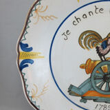 Geo Matel earthenware plate copy of old Nevers model 'I sing for freedom'