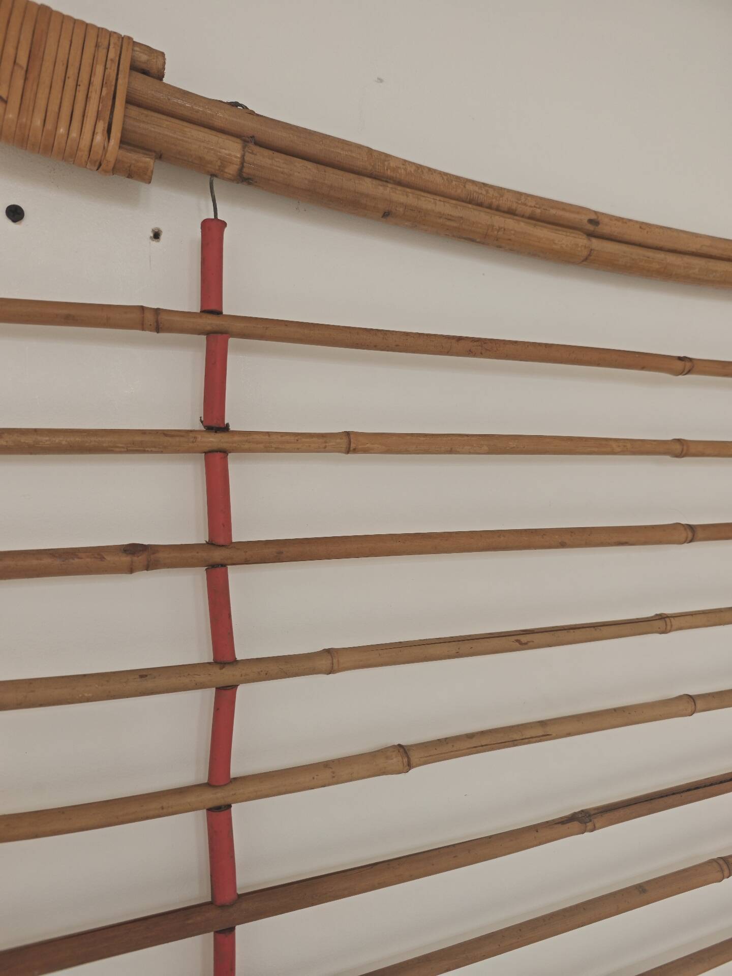 Wall-mounted coat rack in rattan, Czechoslovakia 1960