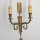 Vintage French Empire Arrow & Quiver Eagle Head Bronze Double Wall Sconces