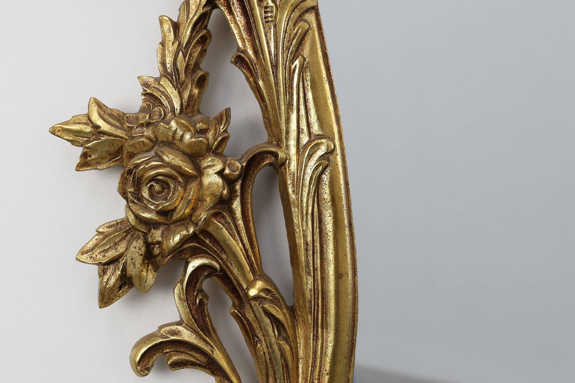 20th Century Ornate metal Louis XVI Wall Mirror with rococo Flourishes, Fra