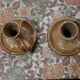 Stoneware candle holders - set of 2 (signed)