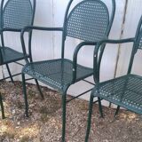 set of 4 perforated metal garden armchairs