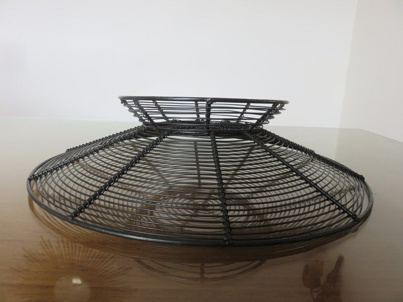Modernist fruit basket, minimalist in black lacquered metal 1960