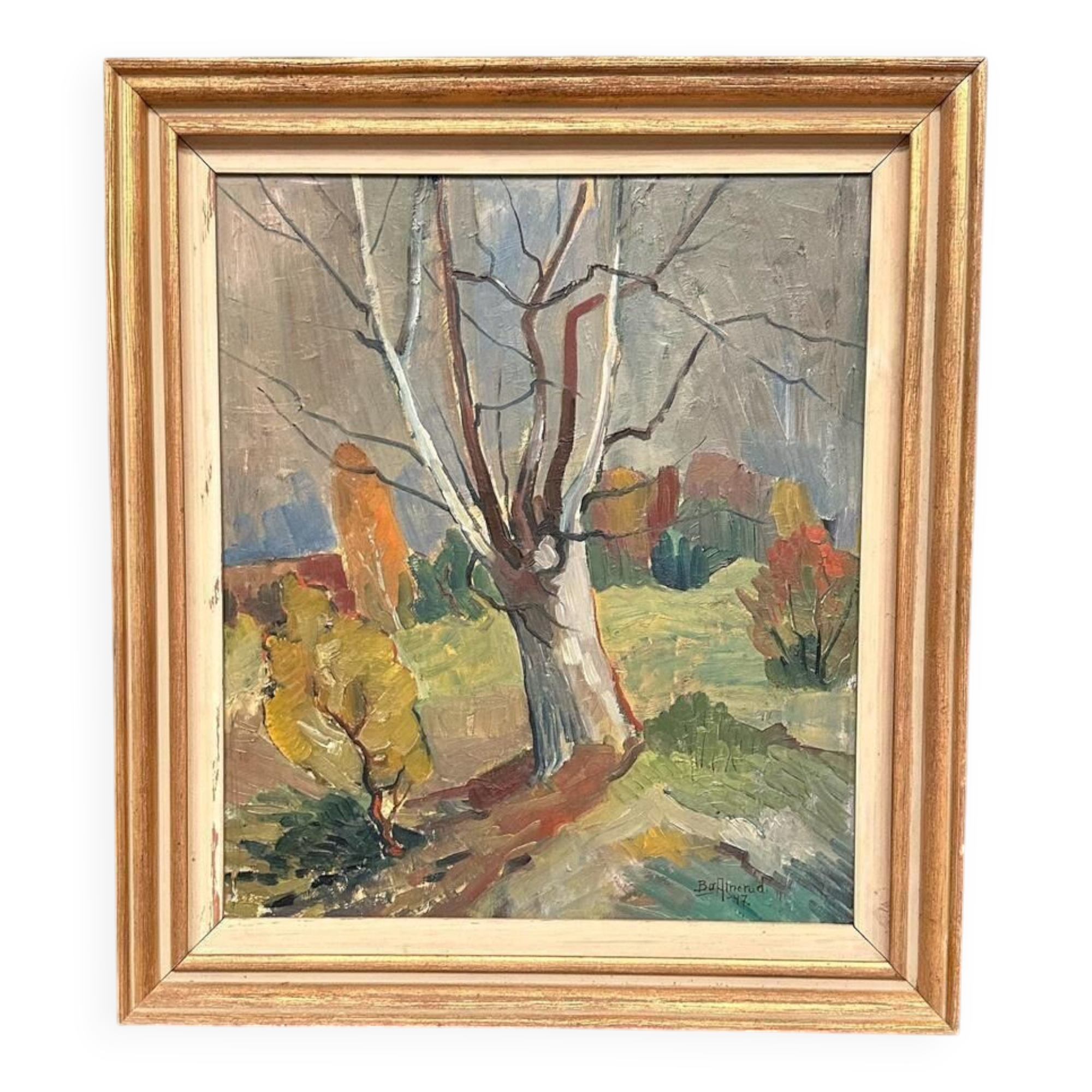 Original Swedish Oil on Panel – “Tree” by Bo Alnerud – Dated 1947 – Vintage
