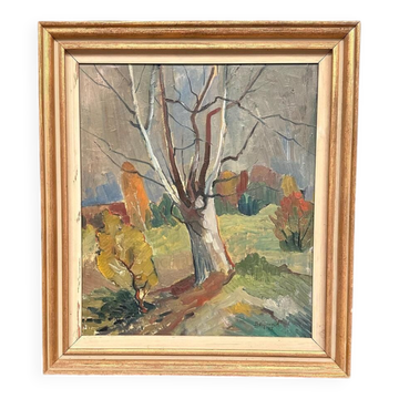 Original Swedish Oil on Panel – “Tree” by Bo Alnerud – Dated 1947 – Vintage