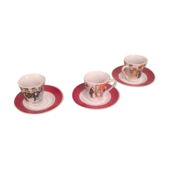 Lot de tasses avec plateau assorti