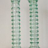 2 twisted glass candle holders