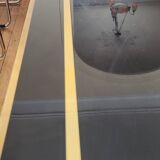 Large Lacquer and Brass Table by JC Mahey